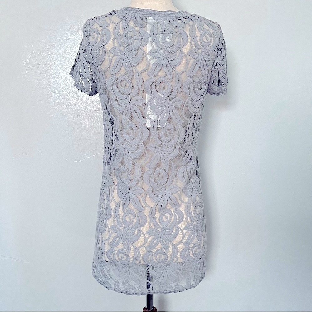 Anthropologie Gray Sheer Shirt Dress Coverup - Picture 2 of 5